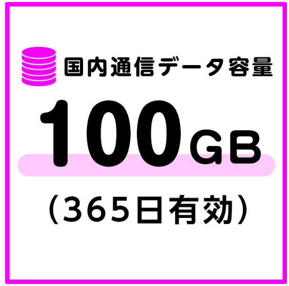 【M3A・M4共用】国内通信データ容量追加100ギガ（365日有効）over+domes